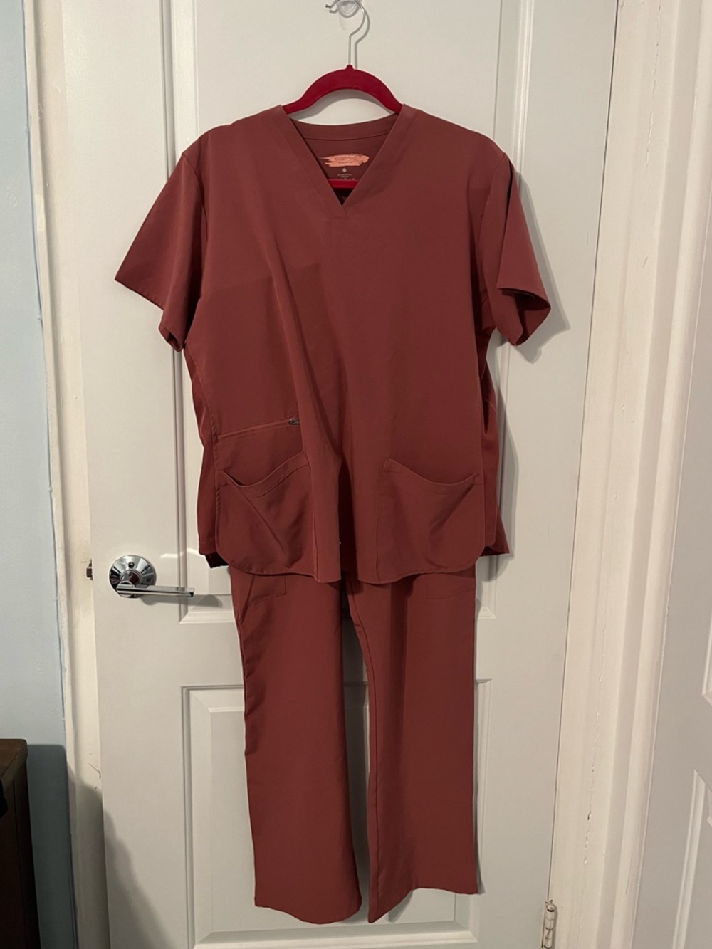 Straight-Leg Scrub Pants in Rust — Women's Professional Fit